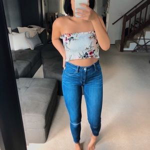 floral ribbed tube top